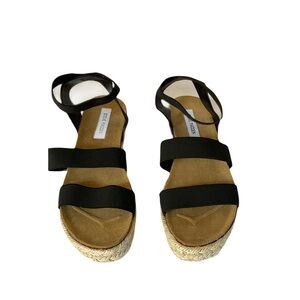 Steve Madden Black and Tan Espadrille Sandals
